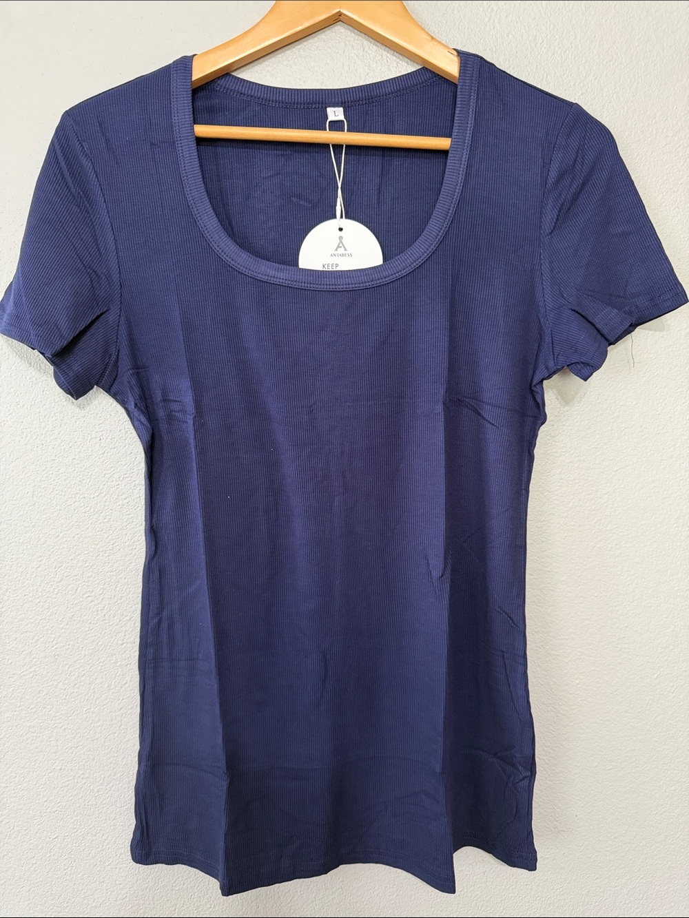 2 Pack Women’s Scoop Neck Short Sleeve Top - Navy Large Stretchy